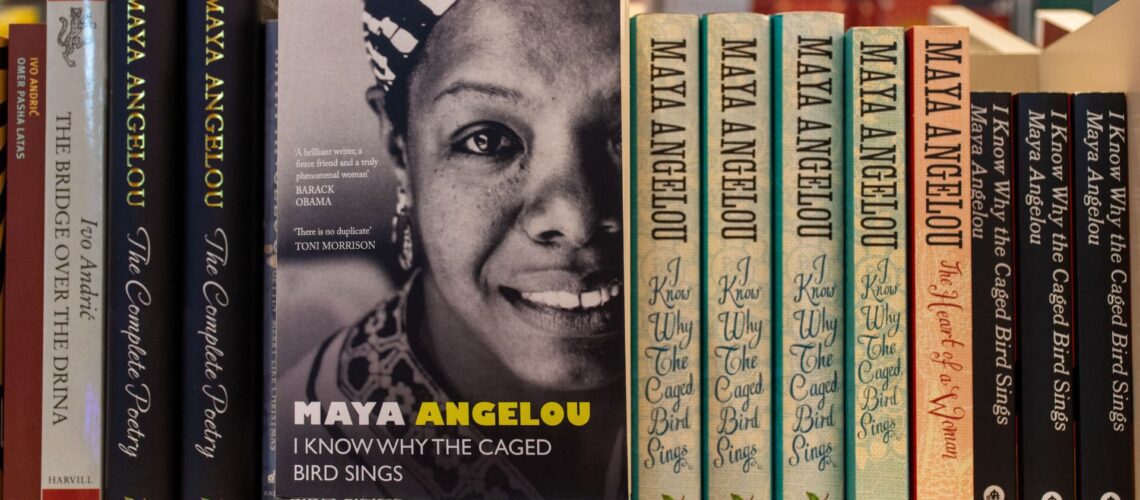 Books by Maya Angelou, including I Know Why the Caged Bird Sings, symbolising her leadership, influence, and literary legacy