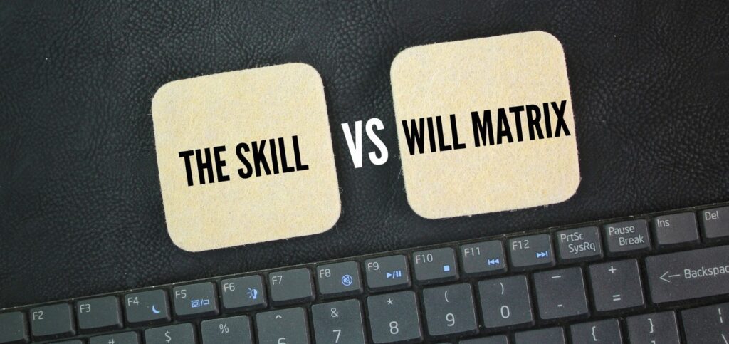 Skill will matrix diagram showing when to coach employees versus giving direction in management