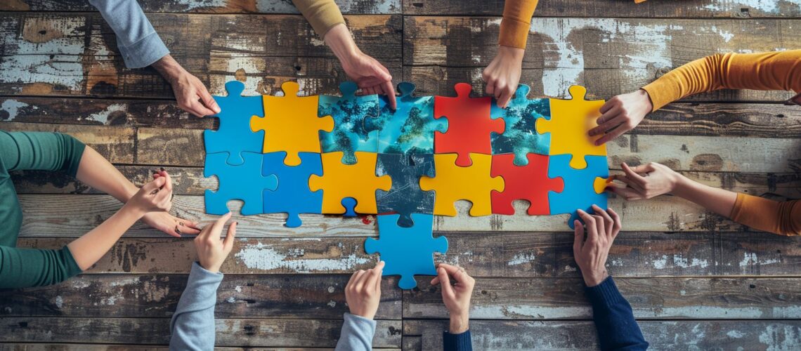 Team collaboration puzzle representing effective strategies for managing difficult employees in the workplace
