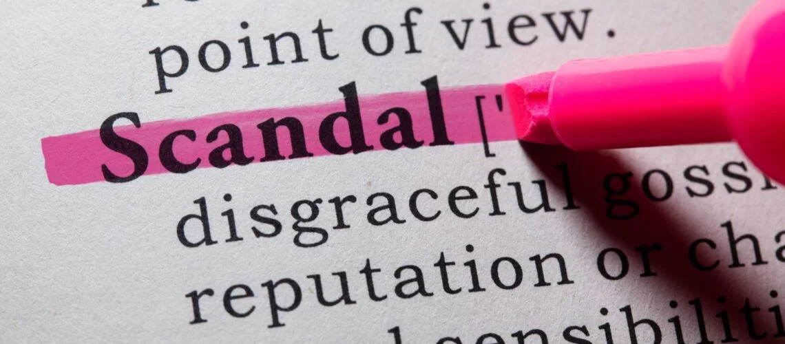 Scandal text highlighted representing accountability failure and institutional breakdown