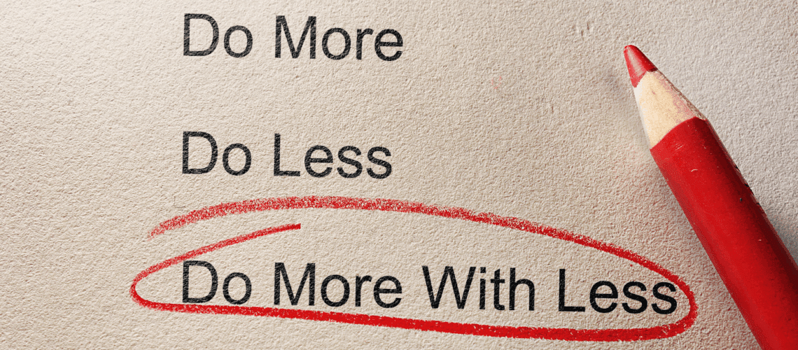 Do more with less concept circled in red, representing leadership productivity strategies