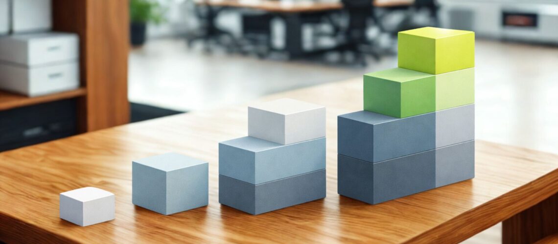 Abstract pathway representing leadership development journey from manager to mature leader over time